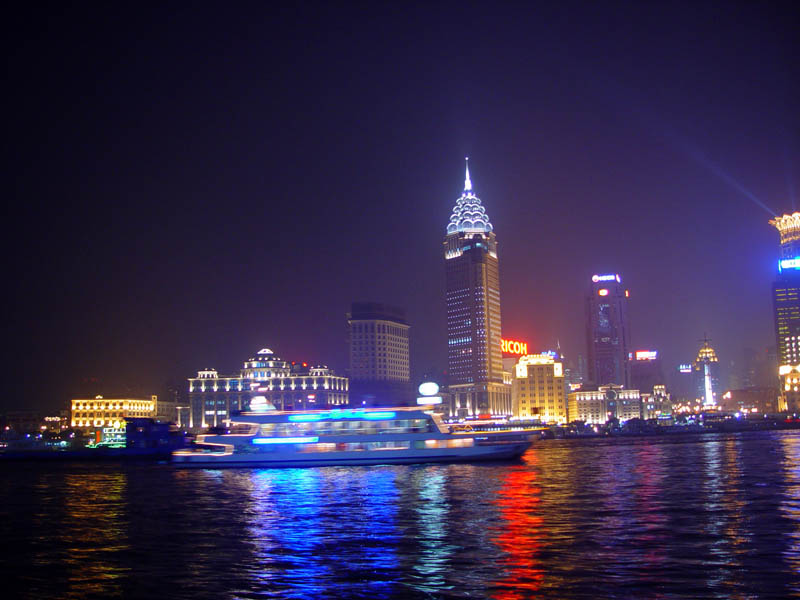 Flickering Huangpu River Through Shanghai